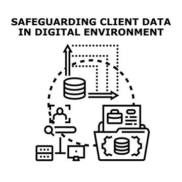 Safeguarding client data in digital environment concept Illustrazione stock