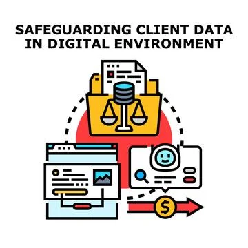 Safeguarding client data in digital environment concept Ilustración de archivo