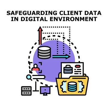 Safeguarding client data in digital environment concept Illustrazione stock
