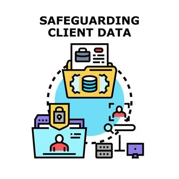 Safeguarding client data ensuring digital information protection Stock Illustration