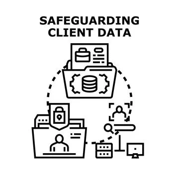 Safeguarding client data ensuring digital information protection Stock Illustration