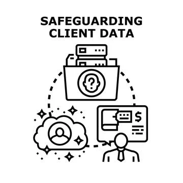 Safeguarding client data ensuring privacy and security Stock Illustration