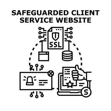 Safeguarding client service website data security illustration Stockillustratie