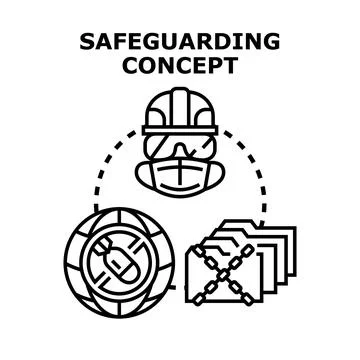 Safeguarding concept with global security and data protection Stock Illustration