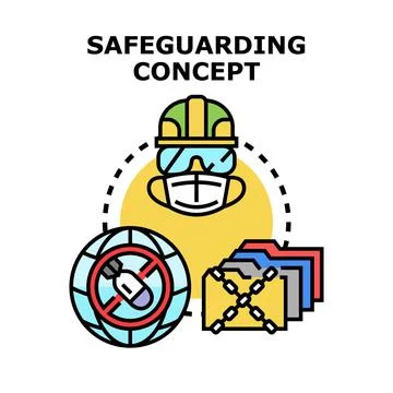 Safeguarding concept with global security and data protection Stock Illustration