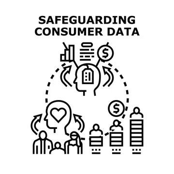 Safeguarding consumer data privacy and security concept Stock Illustration