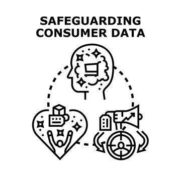 Safeguarding consumer data privacy and marketing strategy process Stock Illustration