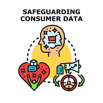 Safeguarding consumer data privacy and marketing strategy process Stock Illustration