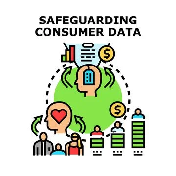 Safeguarding consumer data privacy and security concept Stock Illustration