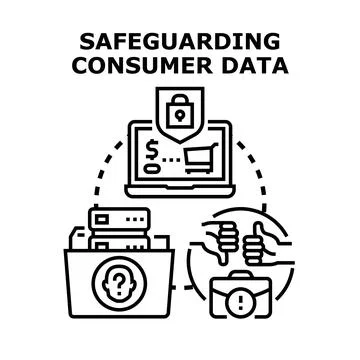Safeguarding consumer data privacy online security concept Stock Illustration