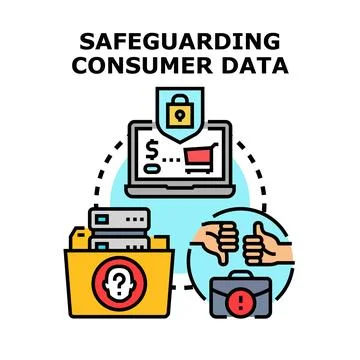 Safeguarding consumer data privacy online security concept Stock Illustration