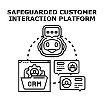 Safeguarding customer interaction platform with ai and crm Stock Illustration