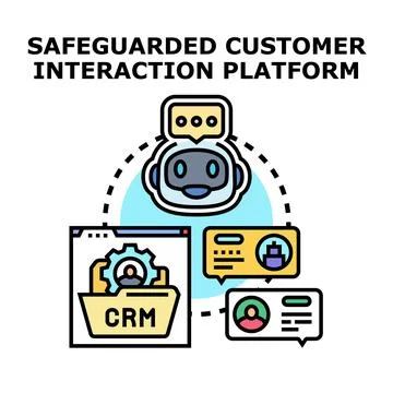 Safeguarding customer interaction platform with ai and crm Stock Illustration