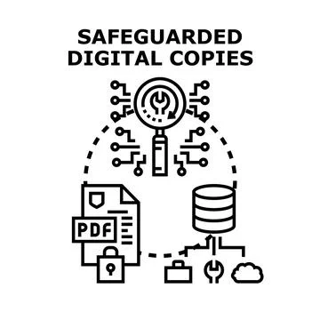 Safeguarding digital copies and data storage security Stock Illustration