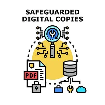 Safeguarding digital copies and data storage security Stock Illustration