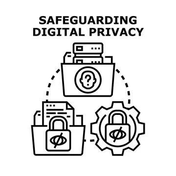Safeguarding digital privacy and data protection concept Stock Illustration