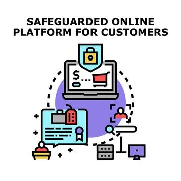 Safeguarding online platform, ensuring customer data protection and secure .. Stock Illustration
