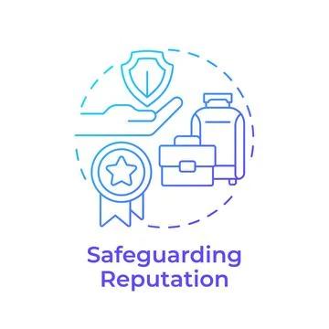 Safeguarding reputation blue gradient concept icon Stock Illustration