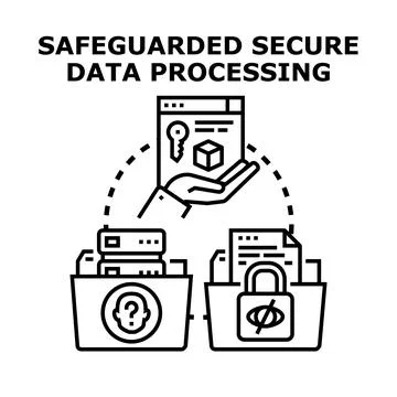 Safeguarding secure data processing concept Stockillustratie