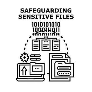 Safeguarding sensitive data files digital information security Stock Illustration