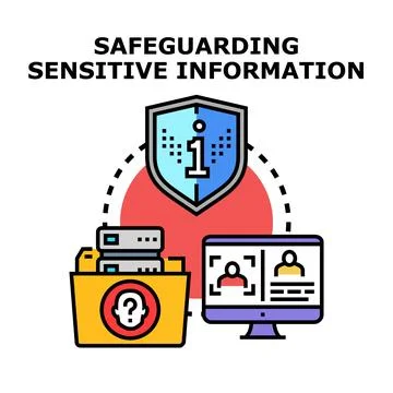 Safeguarding sensitive data, information protection concept Illustrazione stock