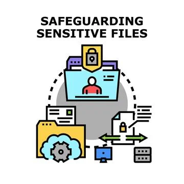 Safeguarding sensitive files concept for data protection network Stock Illustration