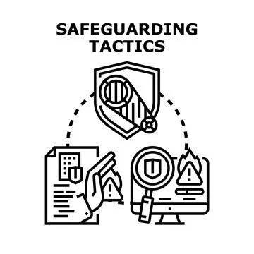 Safeguarding tactics ensuring digital and data protection Illustrazione stock