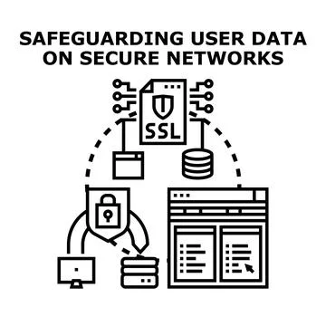 Safeguarding user data on secure network connection with ssl protection Stock Illustration