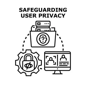 Safeguarding user privacy and secure data protection process Stock Illustration