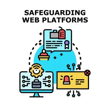 Safeguarding web platforms cyber security protection Stock Illustration