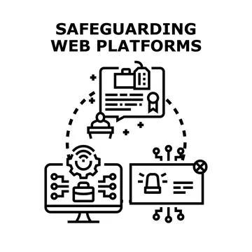 Safeguarding web platforms cyber security protection 스톡 일러스트