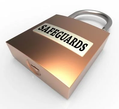 Safeguards Padlock Shows Security Unsafe And Preventive 3d Rendering Stock Illustration