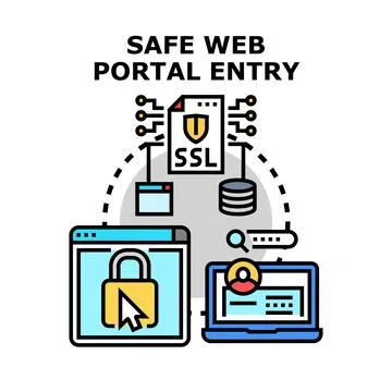 Safely entering web portal using secure online access Stock Illustration