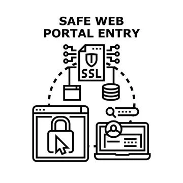 Safely entering web portal using secure online access Stock Illustration