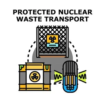 Safely transporting nuclear waste material and radioactive element Stock Illustration