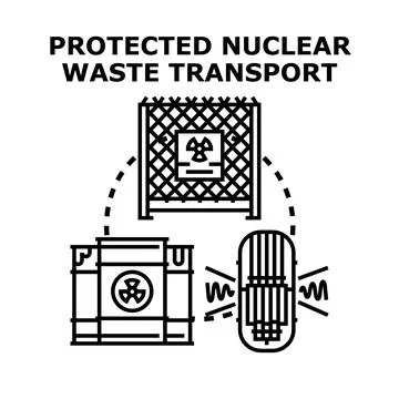 Safely transporting nuclear waste material and radioactive element Stock Illustration