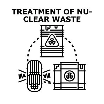 Safely treating hazardous radioactive material waste concept Stock Illustration