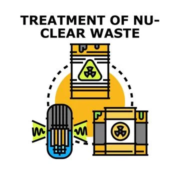 Safely treating hazardous radioactive material waste concept Stock Illustration