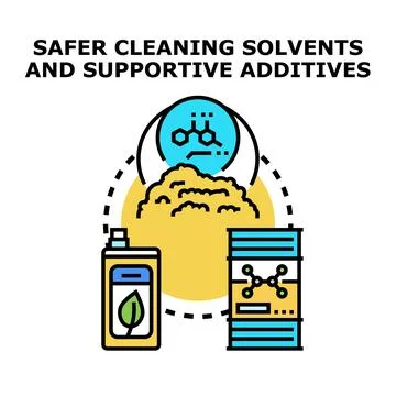 Safer cleaning solvents and supportive additives concept Stock Illustration