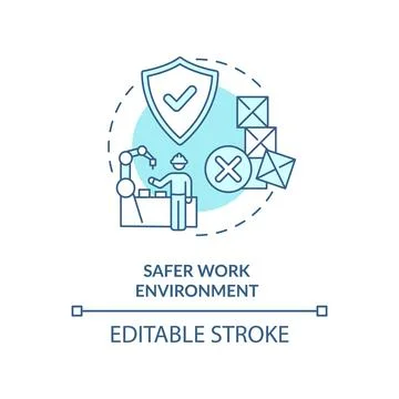 Safer work environment turquoise concept icon Stock Illustration