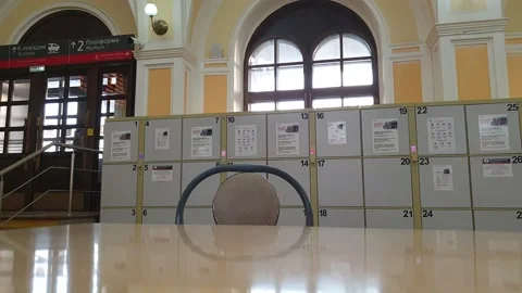 Safes for things at the station. Boxes for things. Stock Footage 155224403