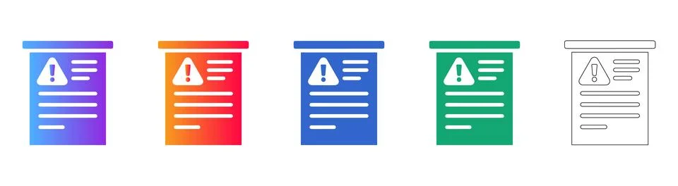 Safety Alert Document Icon Set Stock Illustration