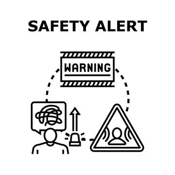 Safety alert indicating critical warning and problem resolution Stock Illustration
