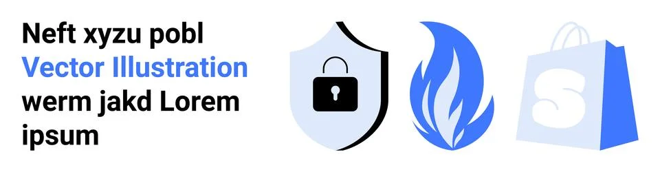 Safety and Security Solutions with E-Commerce Protection Icons Stock Illustration