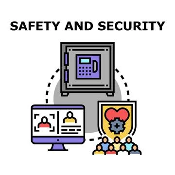 Safety and security system protecting people and data Stock Illustration