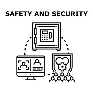 Safety and security system protecting people and data Stock Illustration