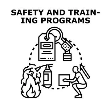 Safety and training programs in business and workspaces Illustrazione stock