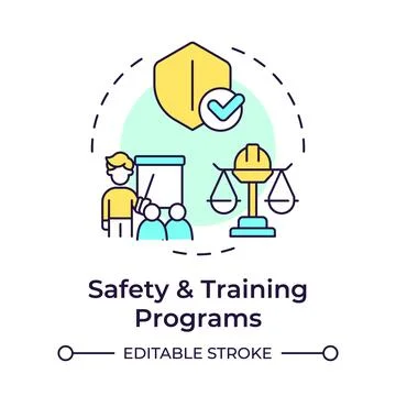 Safety and training programs multi color concept icon Stock Illustration