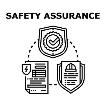 Safety assurance concept with documents and verified quality Stock Illustration