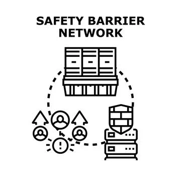 Safety barrier network protecting digital data and users 스톡 일러스트